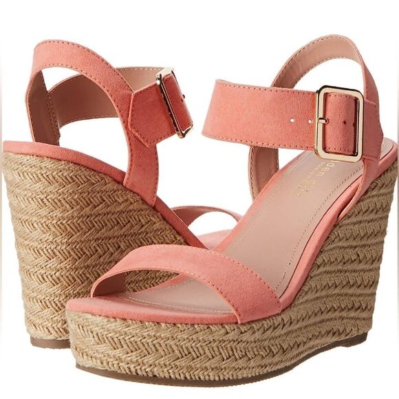 Madden Girl Shoes - 🔸️Madden Girl Coral Fabric Vail Buckle Strap Espadrille Wedge Heels Size 8.5
